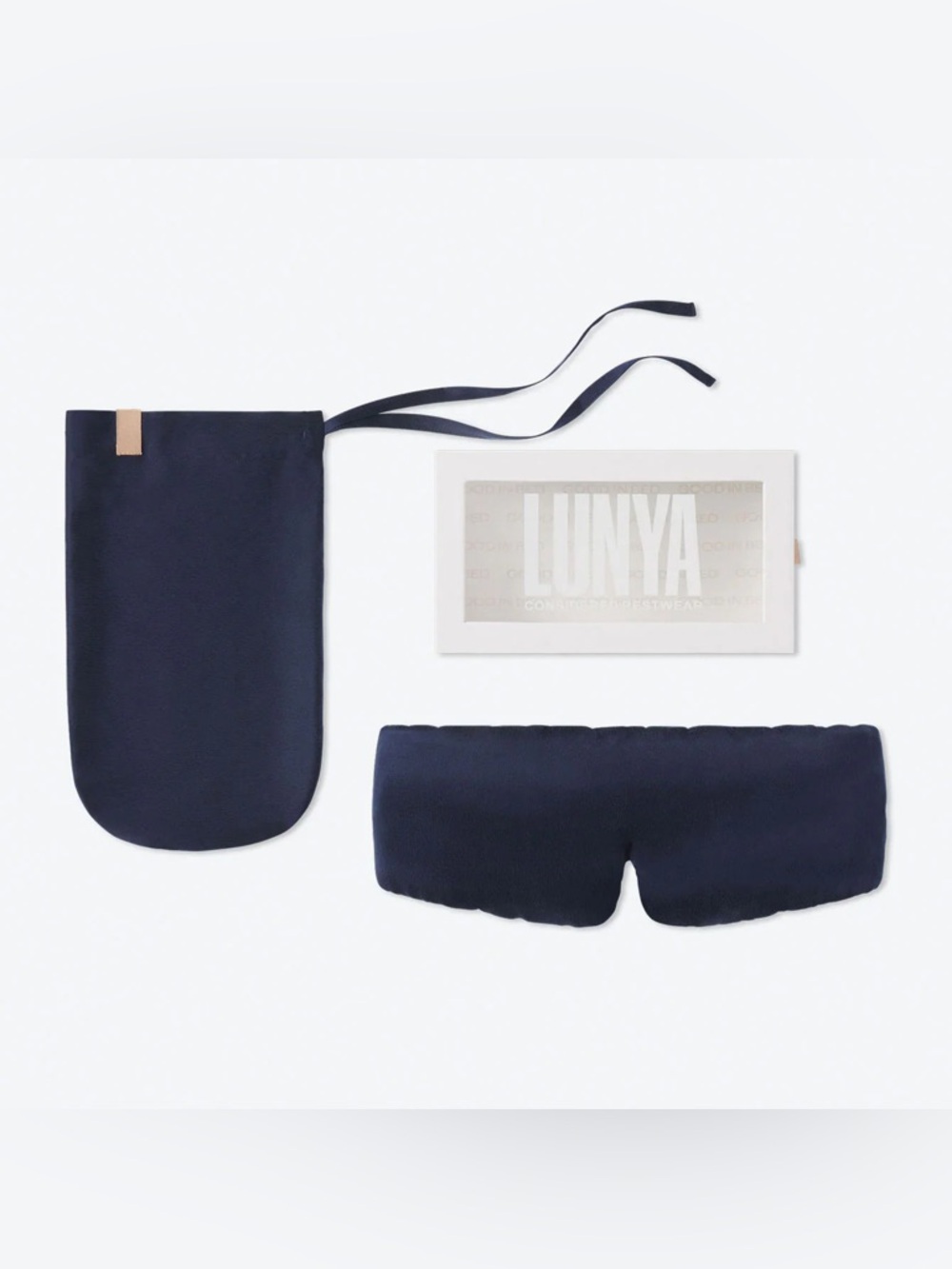 Lunya Washable Silk Sleep Mask in Deep Blue